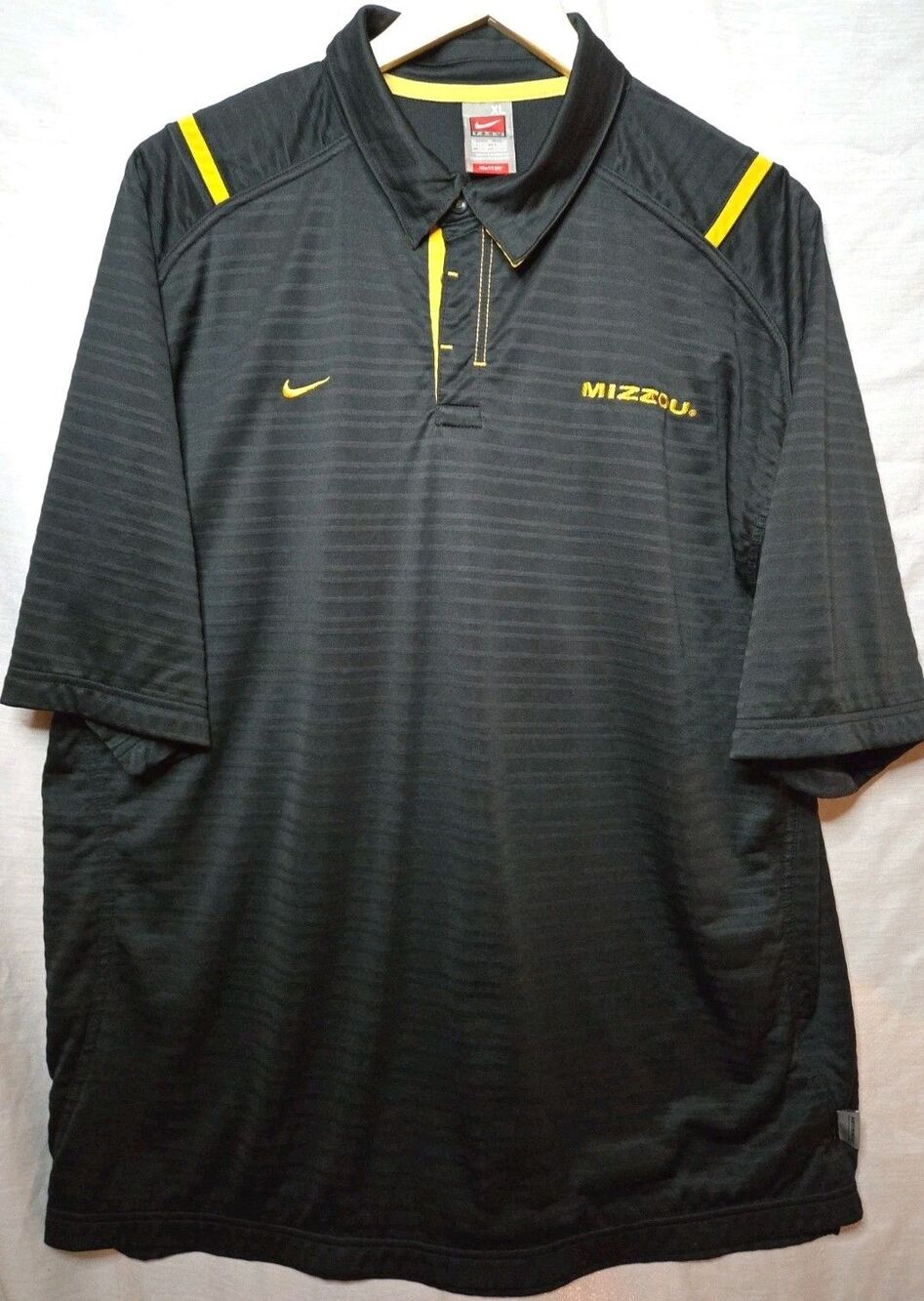 Nike Team Fit-Dri Polo Mizzou Missouri Tigers Casual Polo Men's XL Silver Tag